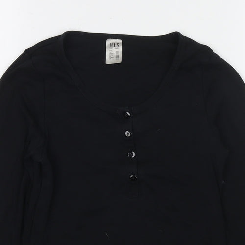 Henry L Siegel Womens Black Cotton Basic T-Shirt Size 14 Scoop Neck - Size 14-16