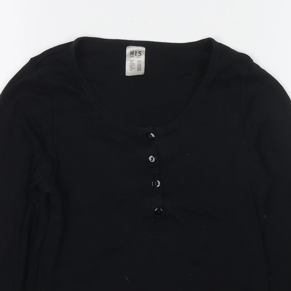 Henry L Siegel Womens Black Cotton Basic T-Shirt Size 14 Scoop Neck - Size 14-16