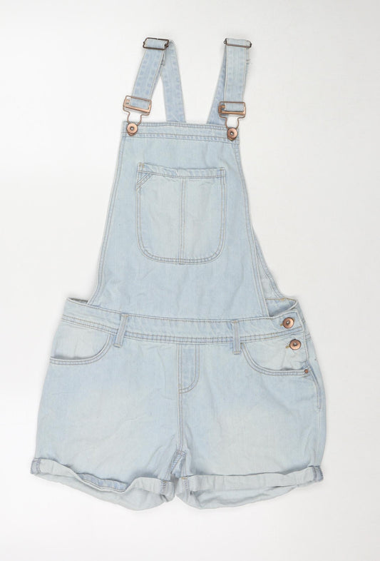 New Look Girls Blue Cotton Dungaree Shorts Shorts Size 13 Years L3 in Regular Buckle