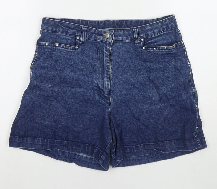 For Women Womens Blue Polyester Blend Hot Pants Shorts Size 30 in L5 in Regular Zip