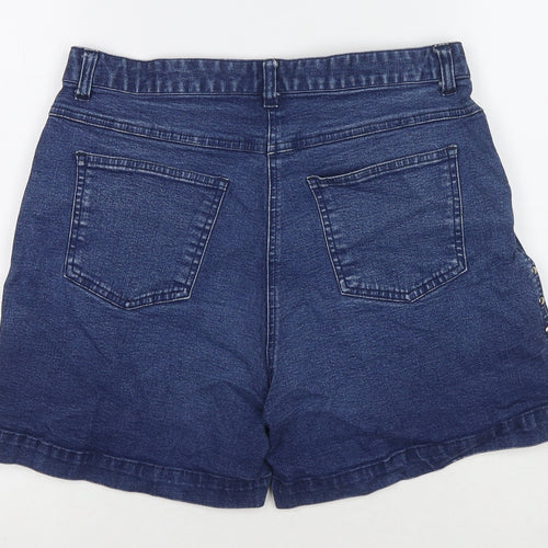 For Women Womens Blue Polyester Blend Hot Pants Shorts Size 30 in L5 in Regular Zip