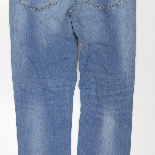 365 Denim Mens Blue Cotton Straight Jeans Size 34 in L34 in Regular Zip
