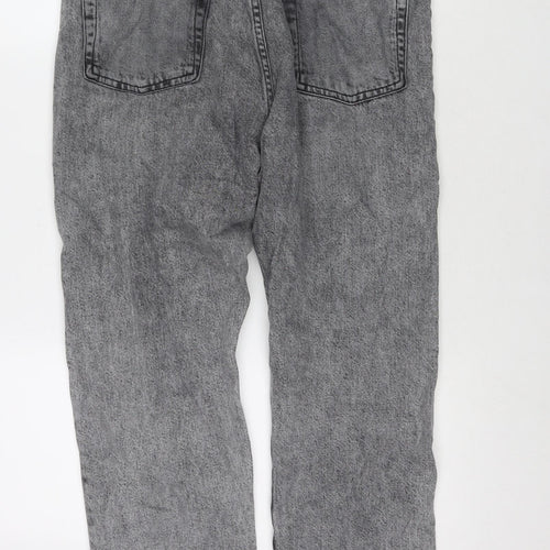 Mango Womens Grey Cotton Blend Cropped Jeans Size 14 L25 in Regular Zip
