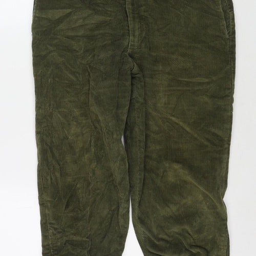 Fisher Mens Green Cotton Trousers Size 32 in L20 in Regular Zip