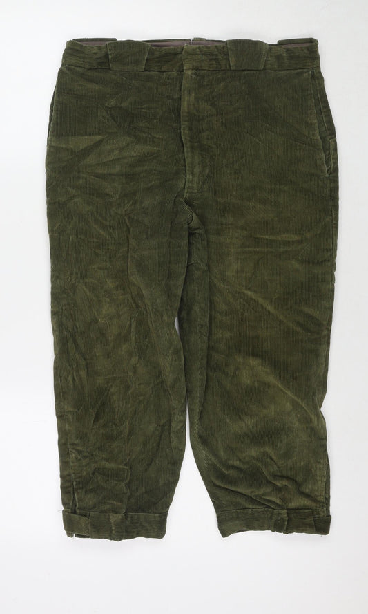 Fisher Mens Green Cotton Trousers Size 32 in L20 in Regular Zip