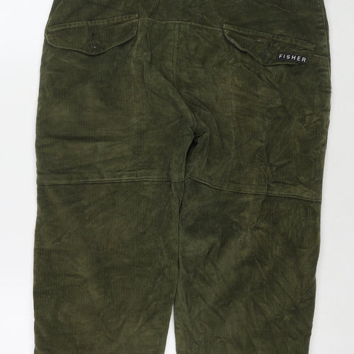 Fisher Mens Green Cotton Trousers Size 32 in L20 in Regular Zip