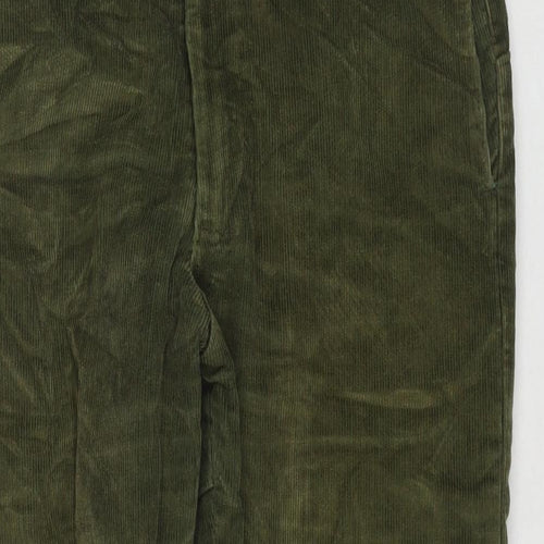 Fisher Mens Green Cotton Trousers Size 32 in L20 in Regular Zip