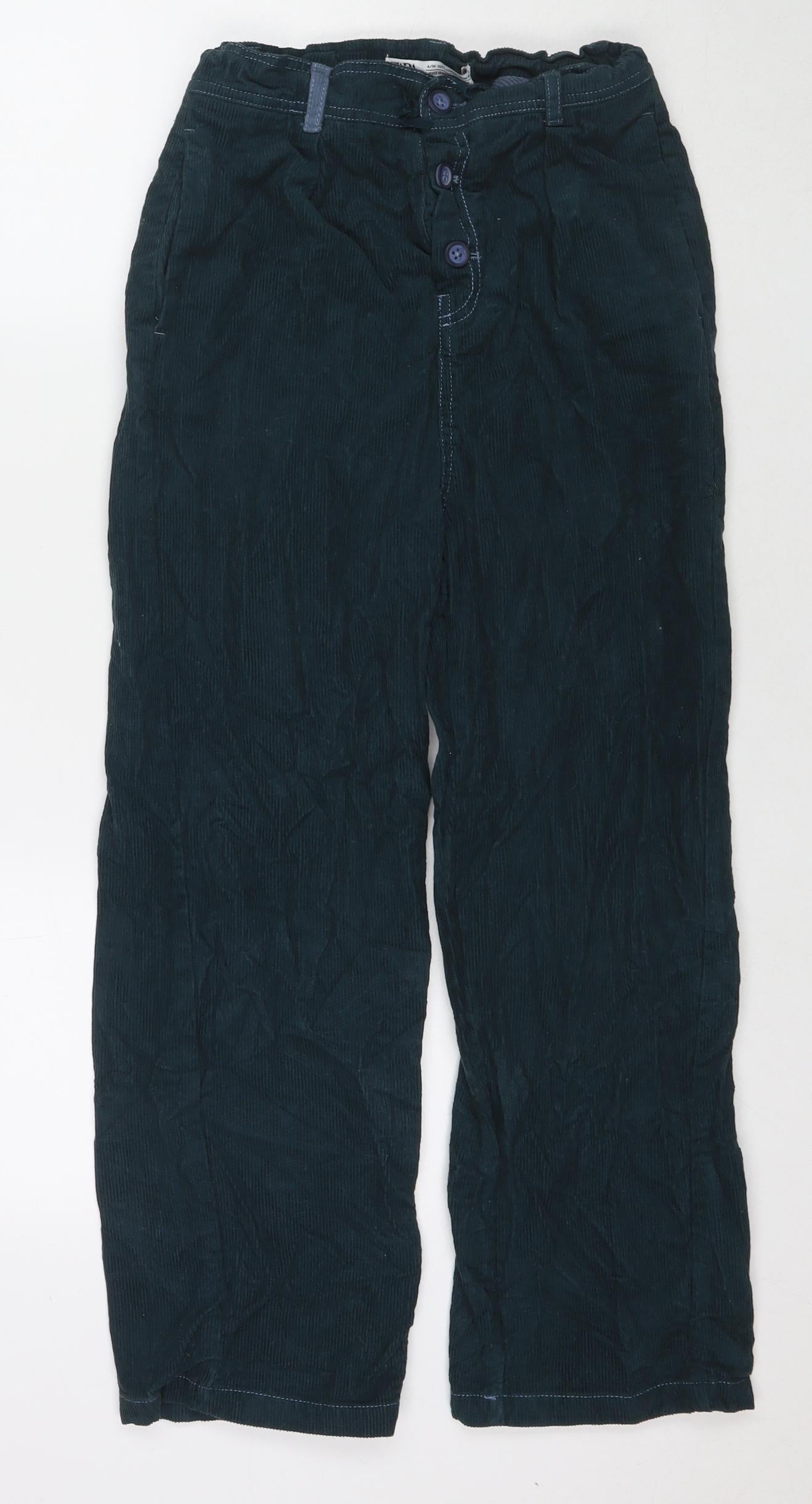 Zara Boys Blue Cotton Chino Trousers Size 13-14 Years L24 in Regular Zip