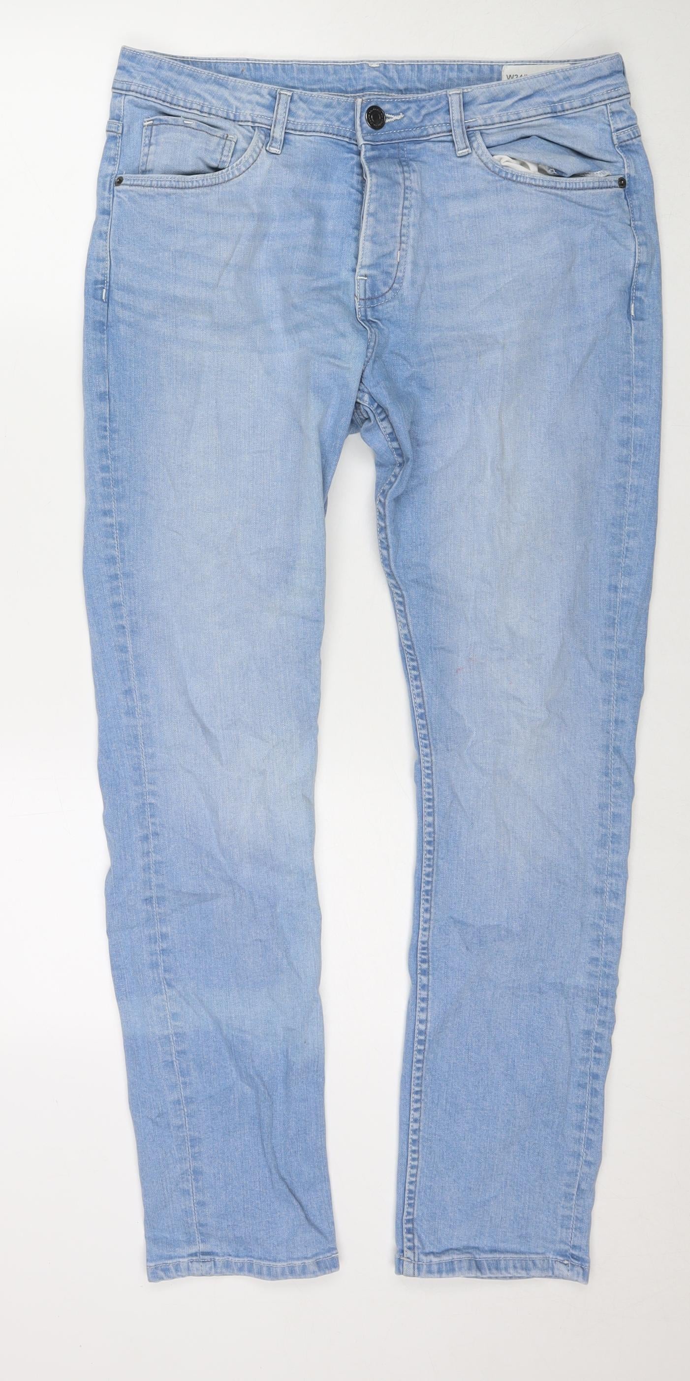 Denim & Co. Mens Blue Cotton Skinny Jeans Size 34 in L32 in Slim Zip