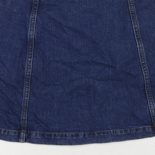 Topshop Womens Blue Cotton A-Line Skirt Size 30 Button