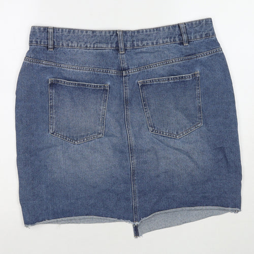 NEXT Womens Blue Cotton A-Line Skirt Size 16 Zip