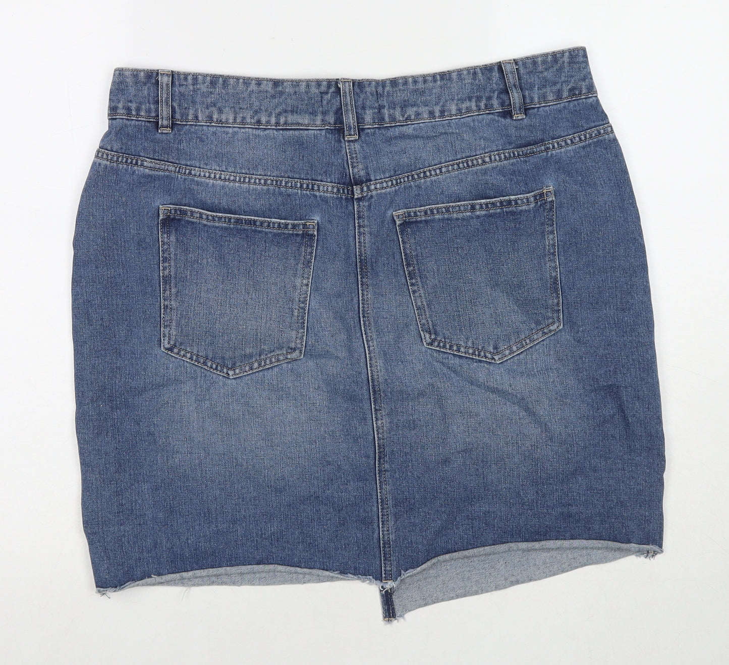 NEXT Womens Blue Cotton A-Line Skirt Size 16 Zip