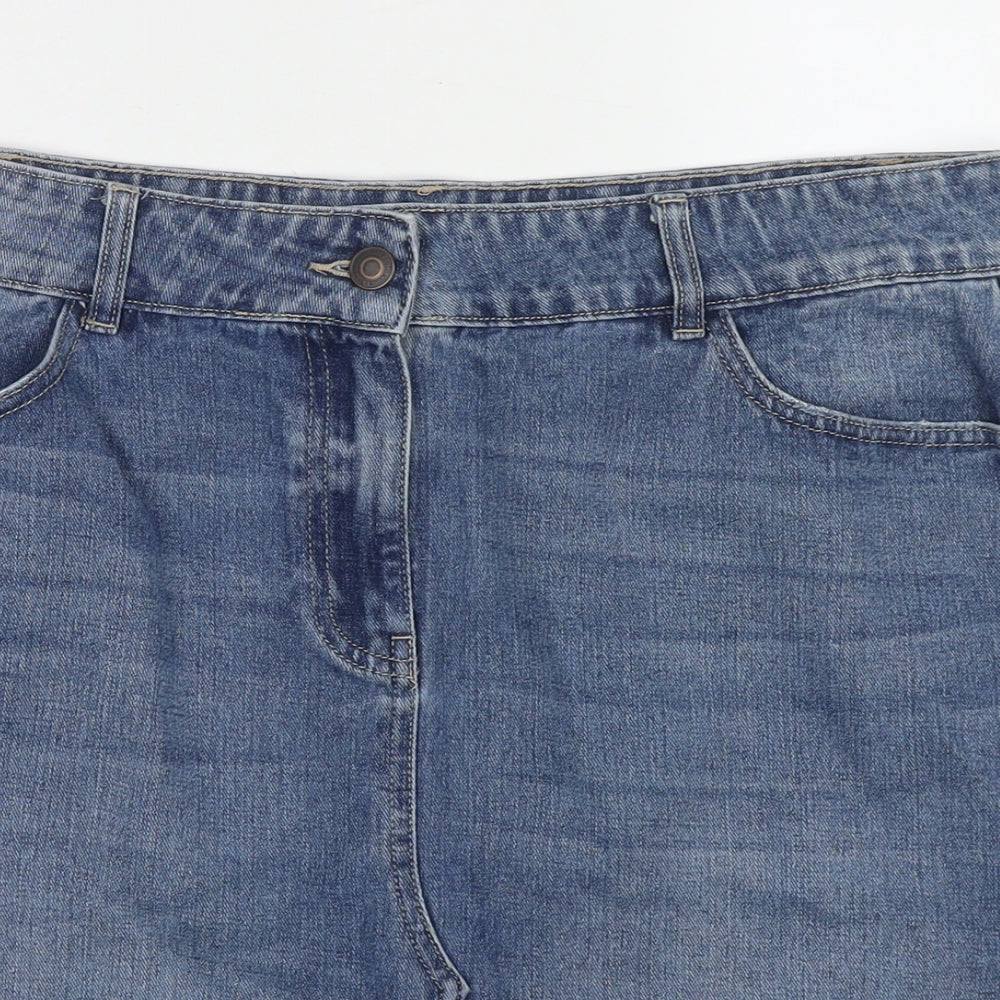 NEXT Womens Blue Cotton A-Line Skirt Size 16 Zip