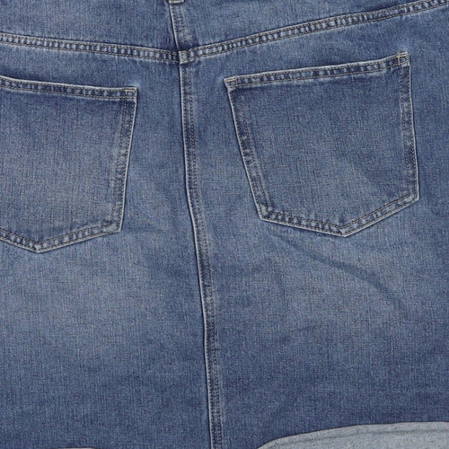 NEXT Womens Blue Cotton A-Line Skirt Size 16 Zip