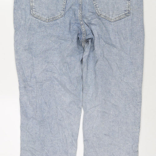 F&F Womens Blue Cotton Cropped Jeans Size 16 L25 in Regular Zip
