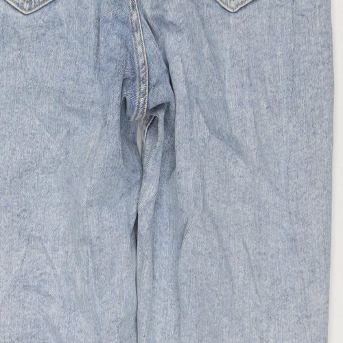 F&F Womens Blue Cotton Cropped Jeans Size 16 L25 in Regular Zip