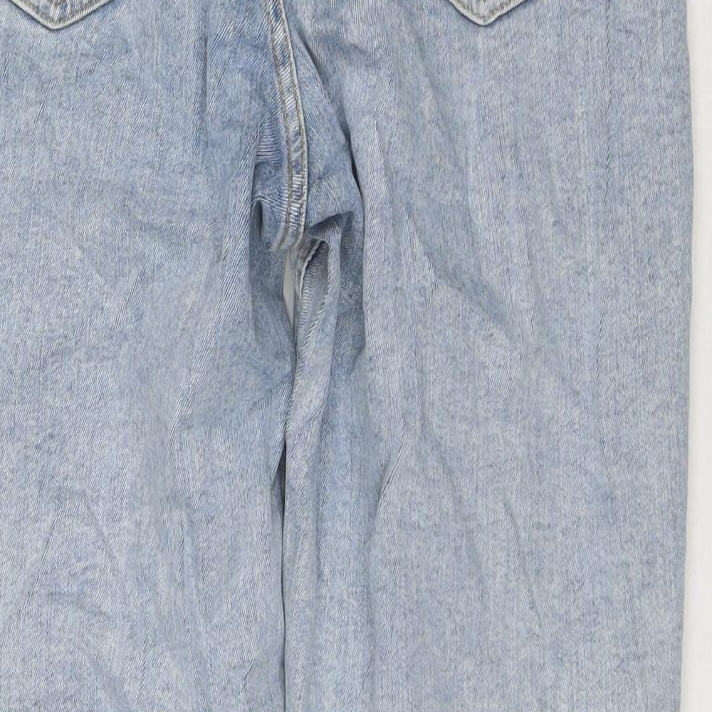F&F Womens Blue Cotton Cropped Jeans Size 16 L25 in Regular Zip