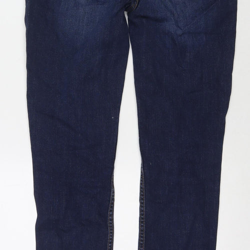 F&F Womens Blue Cotton Straight Jeans Size 8 L30 in Regular Zip
