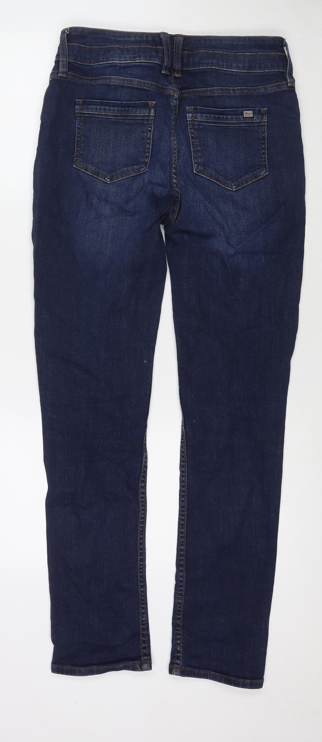 F&F Womens Blue Cotton Straight Jeans Size 8 L30 in Regular Zip