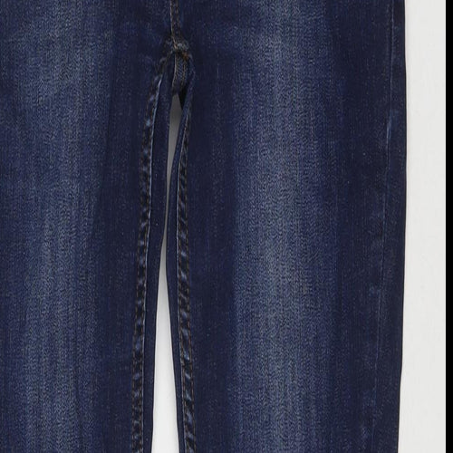F&F Womens Blue Cotton Straight Jeans Size 8 L30 in Regular Zip
