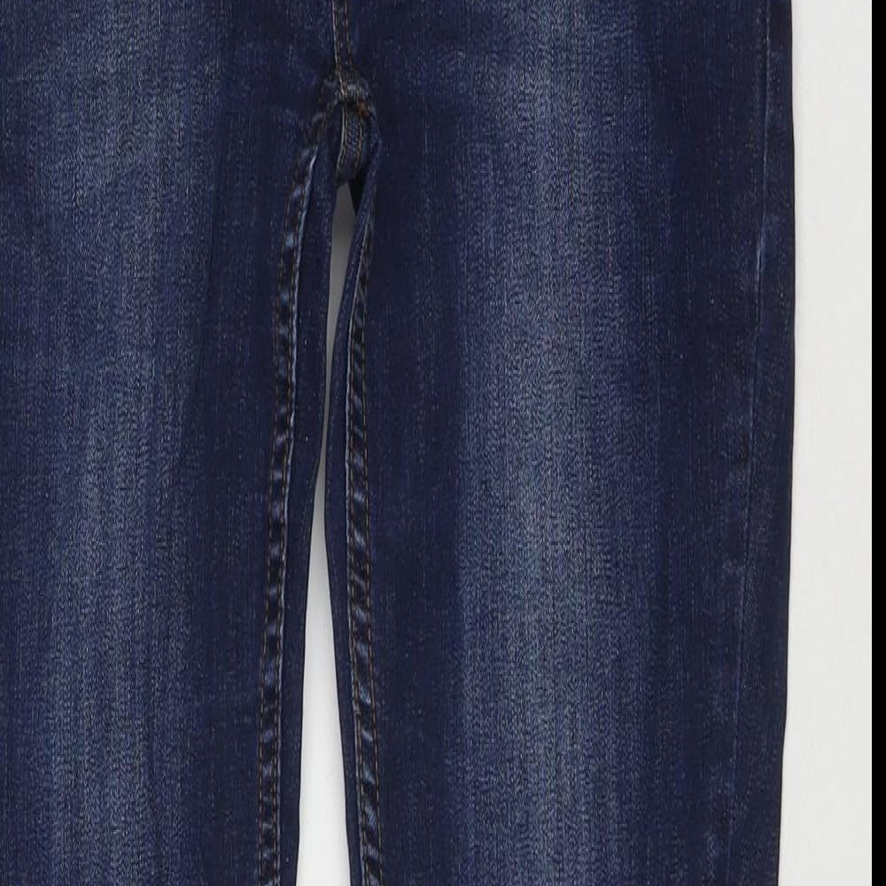 F&F Womens Blue Cotton Straight Jeans Size 8 L30 in Regular Zip