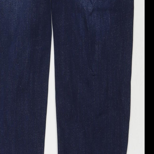 F&F Womens Blue Cotton Straight Jeans Size 8 L30 in Regular Zip
