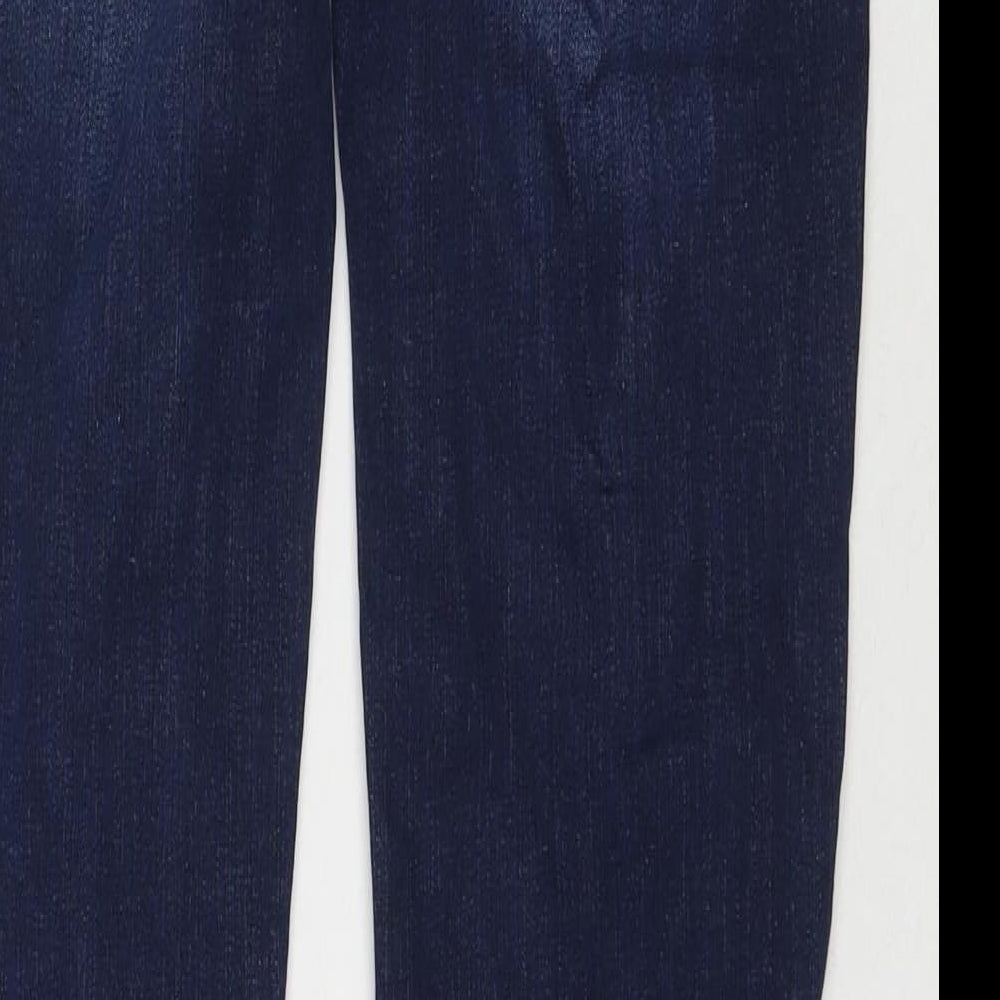 F&F Womens Blue Cotton Straight Jeans Size 8 L30 in Regular Zip