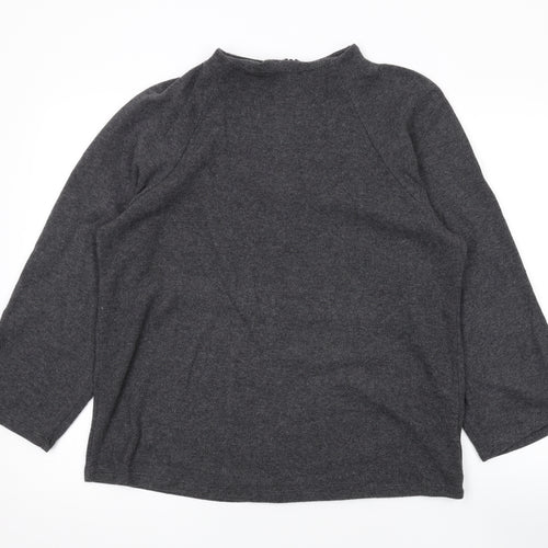 Marks and Spencer Womens Grey Mock Neck Polyester Pullover Jumper Size 16