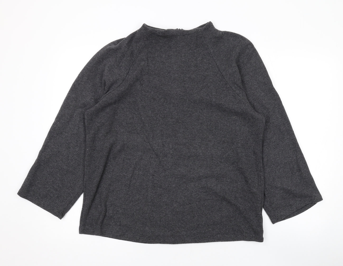 Marks and Spencer Womens Grey Mock Neck Polyester Pullover Jumper Size 16