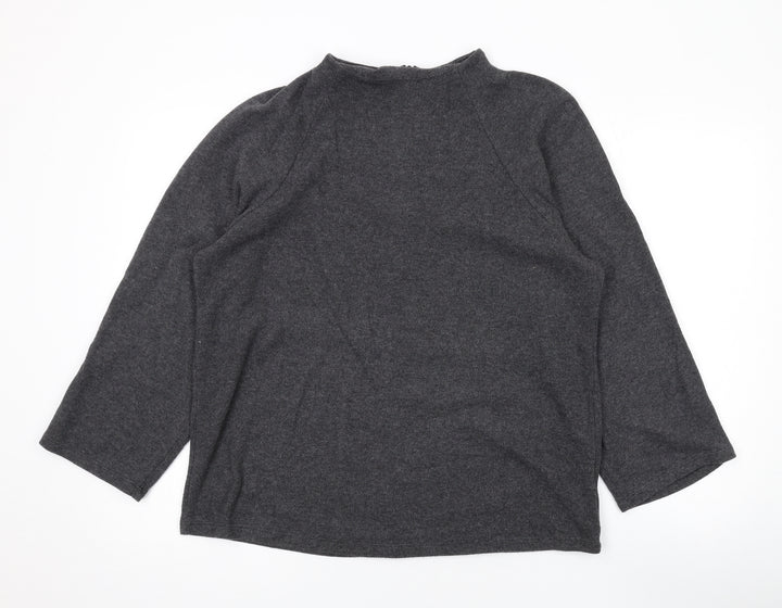 Marks and Spencer Womens Grey Mock Neck Polyester Pullover Jumper Size 16