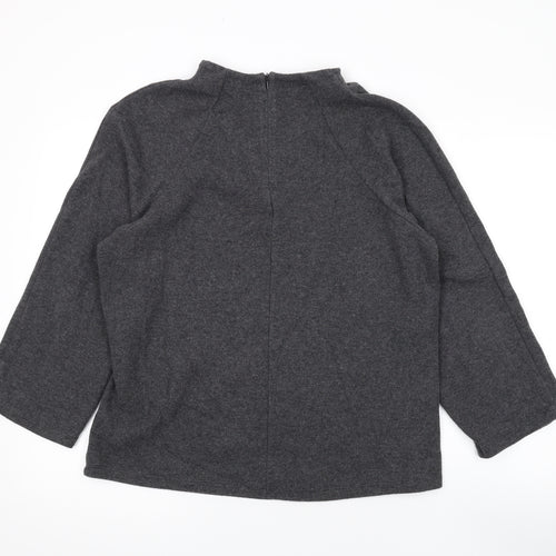 Marks and Spencer Womens Grey Mock Neck Polyester Pullover Jumper Size 16