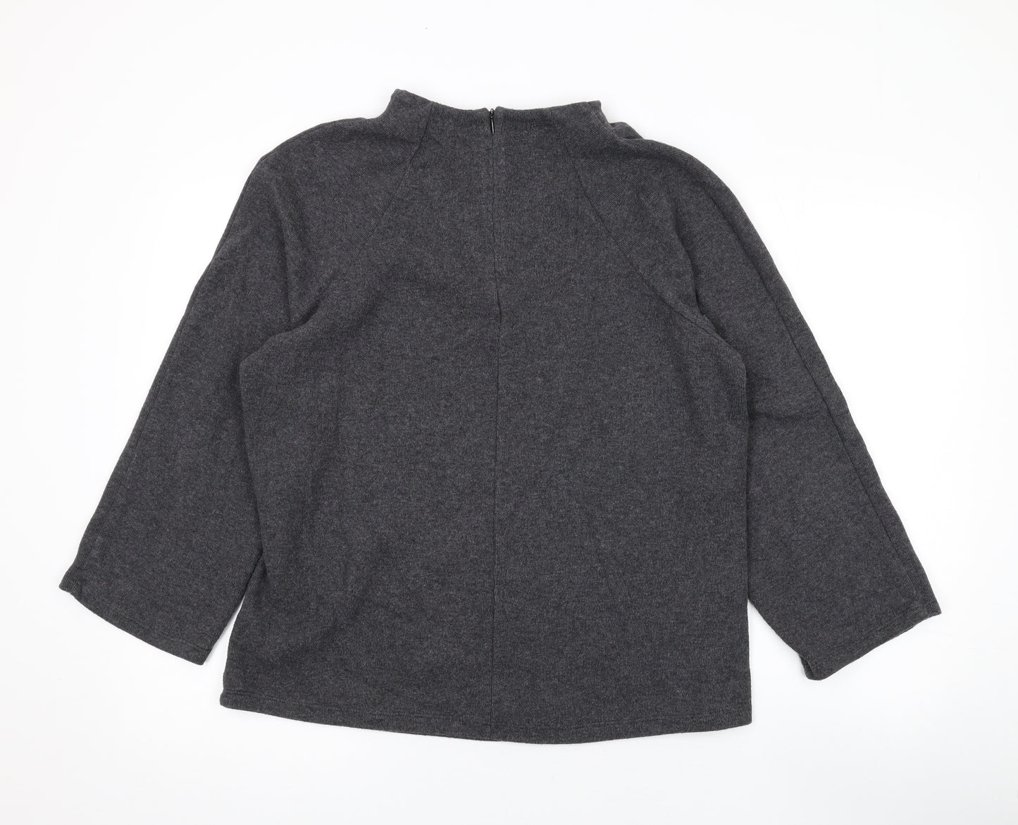 Marks and Spencer Womens Grey Mock Neck Polyester Pullover Jumper Size 16
