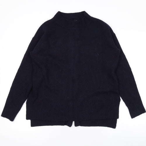 Red Herring Womens Blue Mock Neck Acrylic Pullover Jumper Size 12