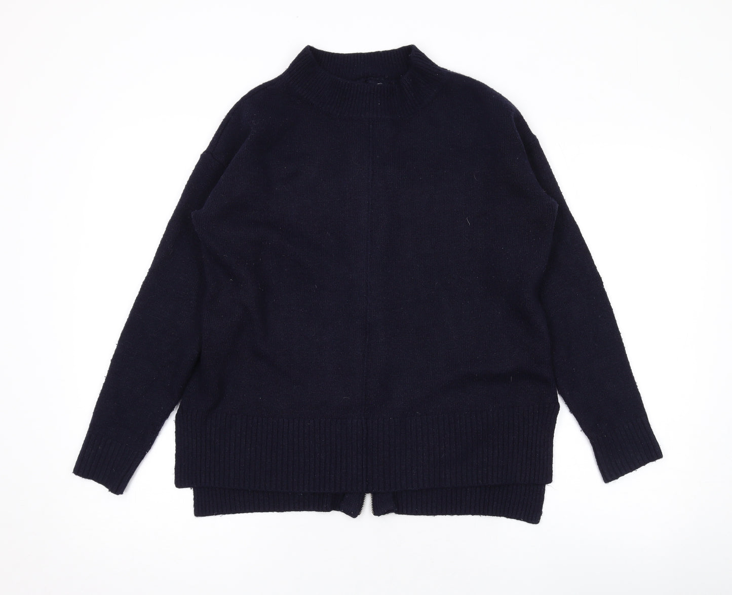 Red Herring Womens Blue Mock Neck Acrylic Pullover Jumper Size 12