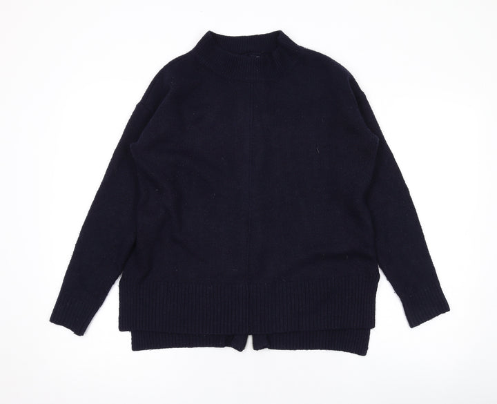Red Herring Womens Blue Mock Neck Acrylic Pullover Jumper Size 12