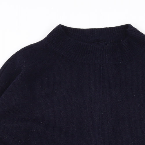 Red Herring Womens Blue Mock Neck Acrylic Pullover Jumper Size 12