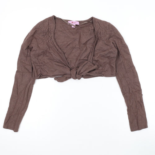 Monsoon Womens Brown V-Neck Viscose Shrug Jumper Size 10