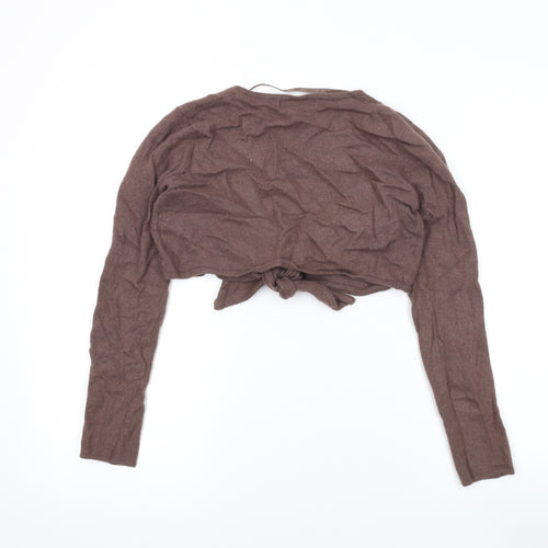 Monsoon Womens Brown V-Neck Viscose Shrug Jumper Size 10