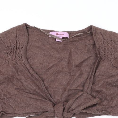 Monsoon Womens Brown V-Neck Viscose Shrug Jumper Size 10