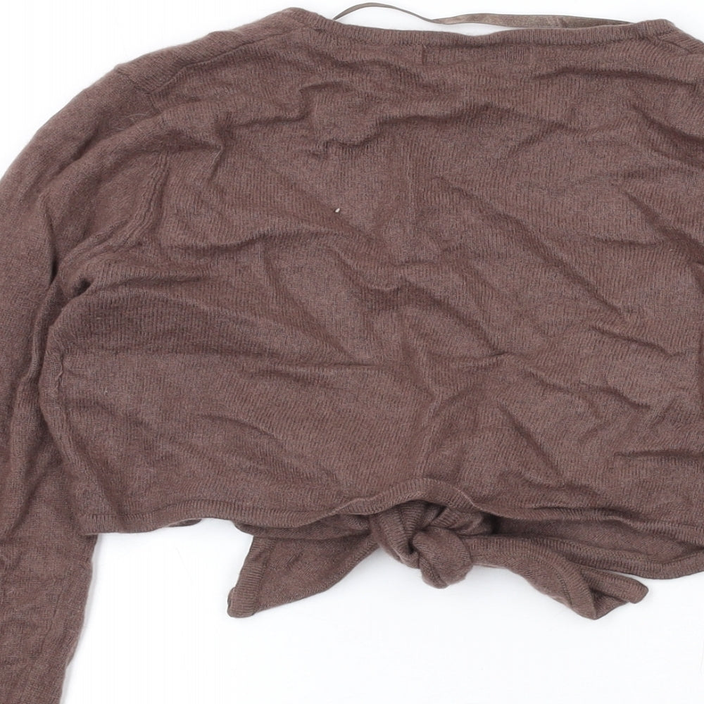 Monsoon Womens Brown V-Neck Viscose Shrug Jumper Size 10