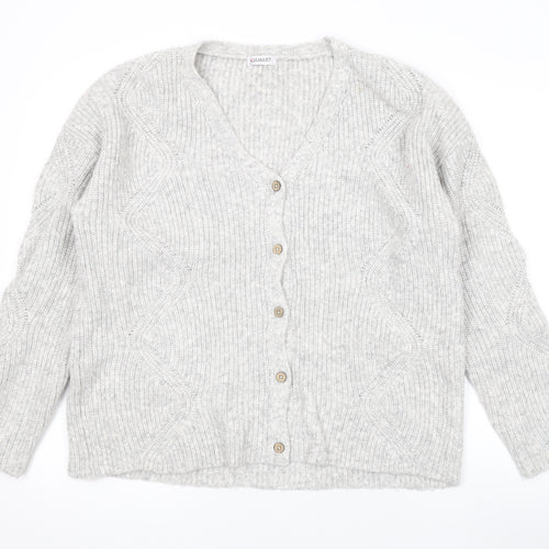 Damart Womens Grey V-Neck Acrylic Cardigan Jumper Size S