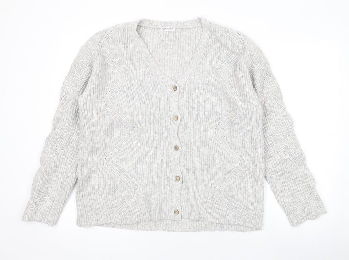 Damart Womens Grey V-Neck Acrylic Cardigan Jumper Size S