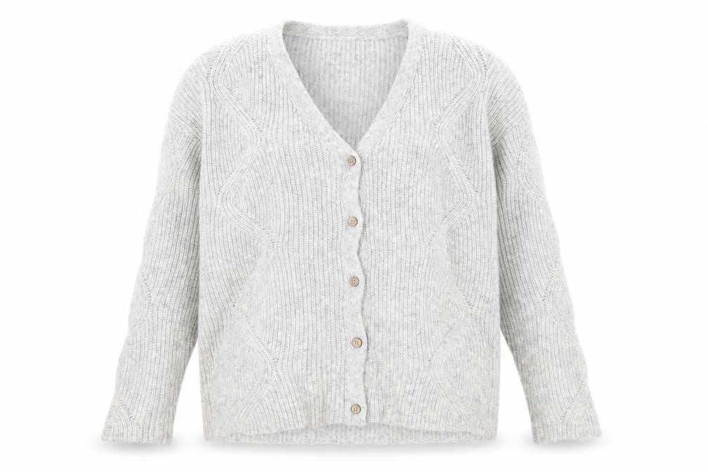 Damart Womens Grey V-Neck Acrylic Cardigan Jumper Size S