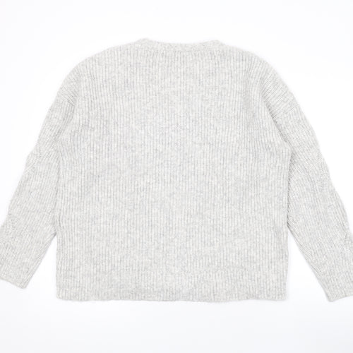 Damart Womens Grey V-Neck Acrylic Cardigan Jumper Size S