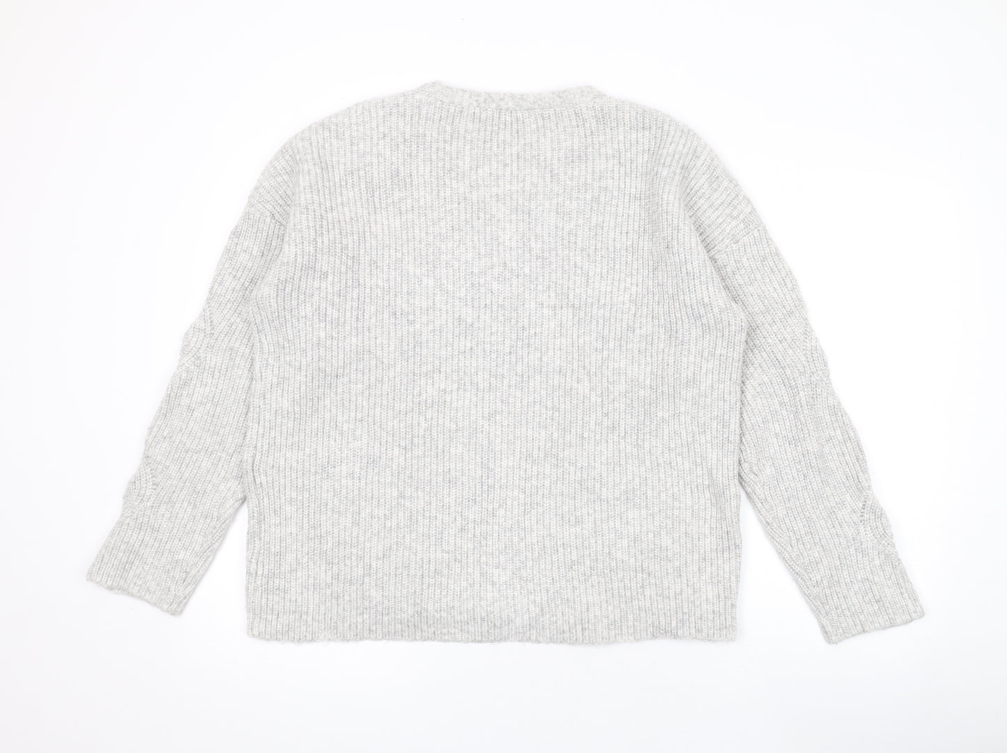 Damart Womens Grey V-Neck Acrylic Cardigan Jumper Size S