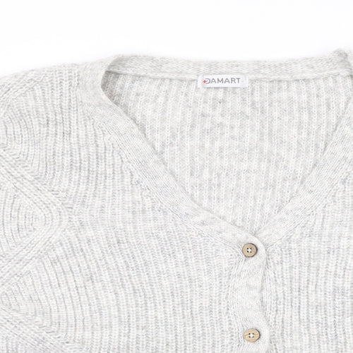 Damart Womens Grey V-Neck Acrylic Cardigan Jumper Size S