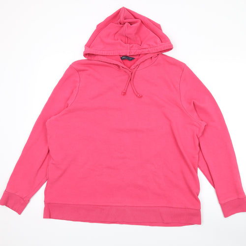 Marks and Spencer Womens Pink Cotton Pullover Hoodie Size 20 Pullover