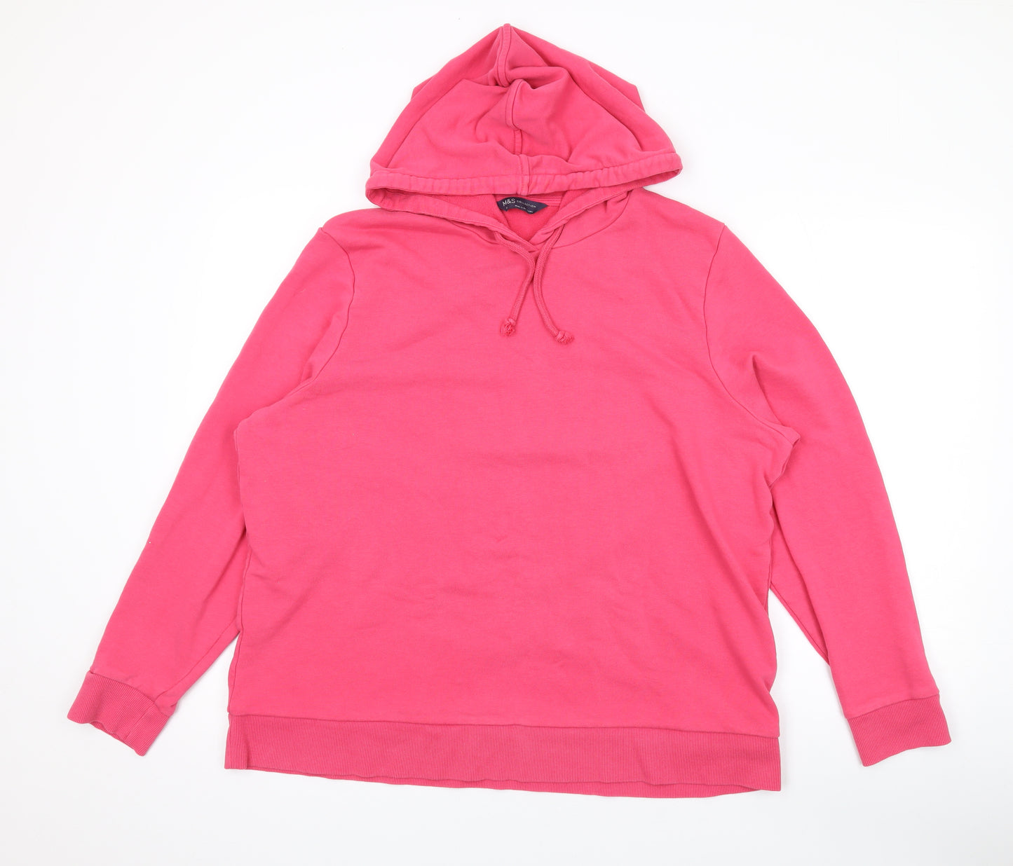 Marks and Spencer Womens Pink Cotton Pullover Hoodie Size 20 Pullover