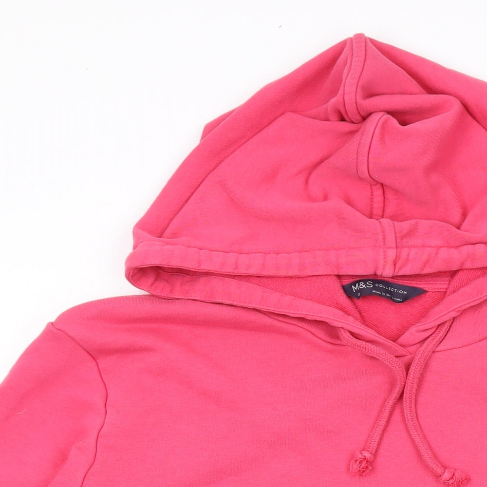 Marks and Spencer Womens Pink Cotton Pullover Hoodie Size 20 Pullover