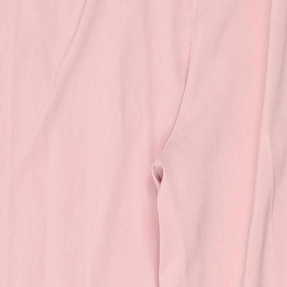 Marks and Spencer Womens Pink Polyester Trousers Size 18 L31 in Regular Zip